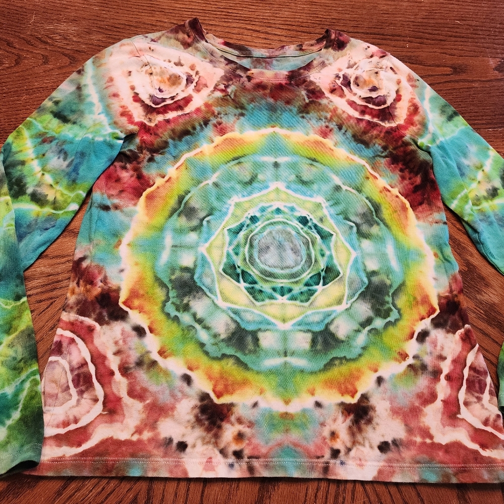 Custom tie dyed women's Long sleeve t-shirt, size M